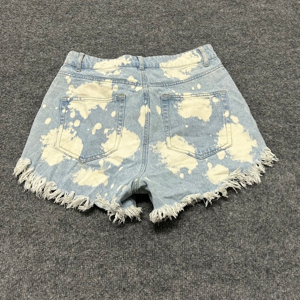 Wild Fable Denim Shorts Womens Size 2 Blue Bleach Splatter Frayed Hem Button Fly - Picture 9 of 10